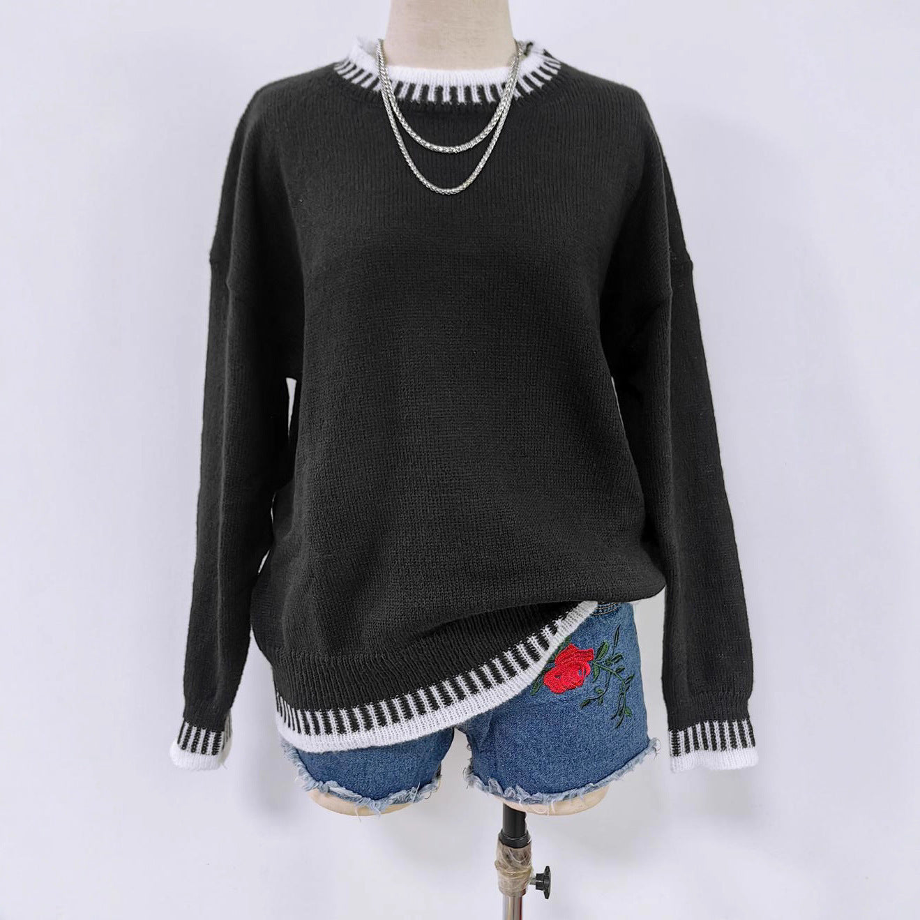 Women’s Casual Ribbed Sweater – Relaxed Fit Pullover