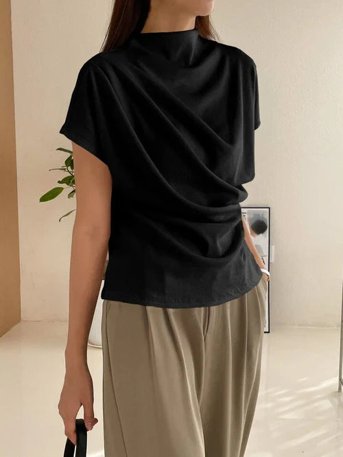 Draped Short Sleeve Top