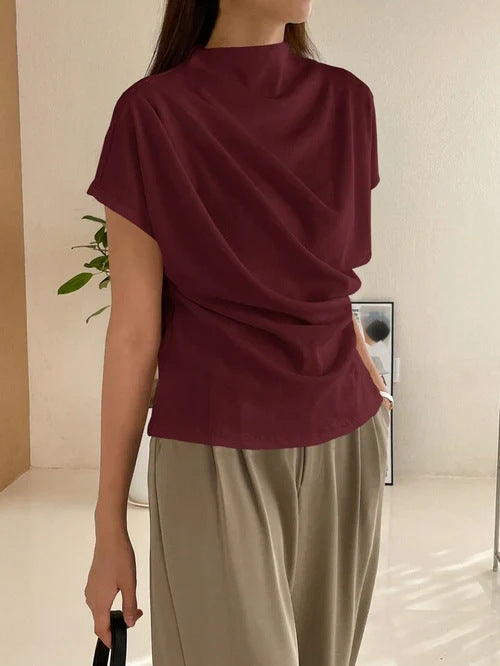 Draped Short Sleeve Top