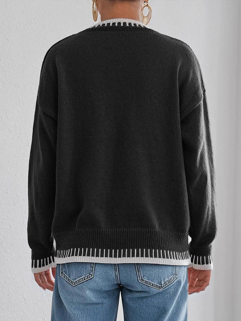 Women’s Casual Ribbed Sweater – Relaxed Fit Pullover