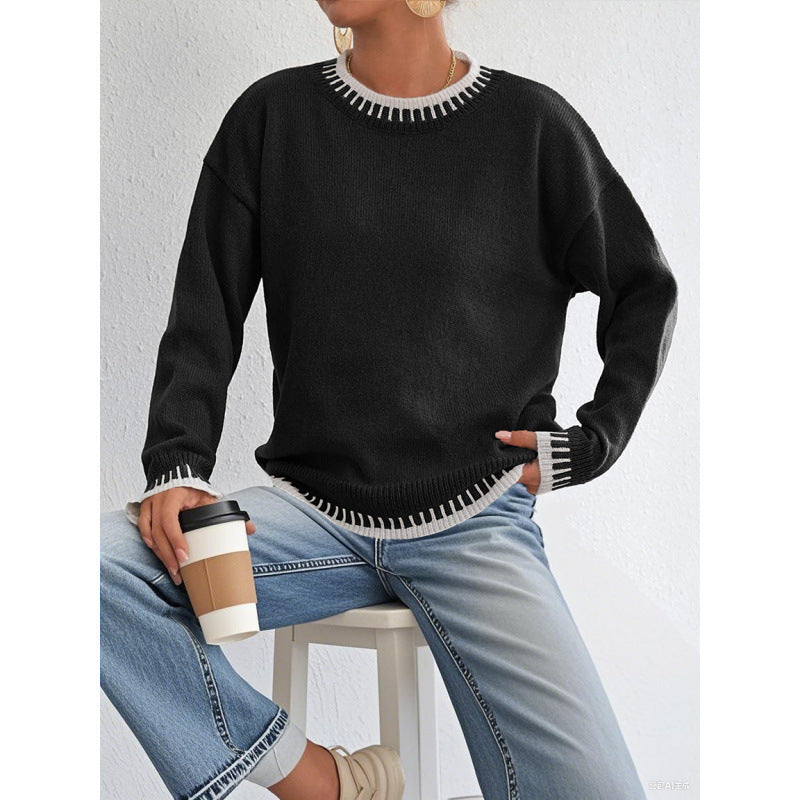 Women’s Casual Ribbed Sweater – Relaxed Fit Pullover
