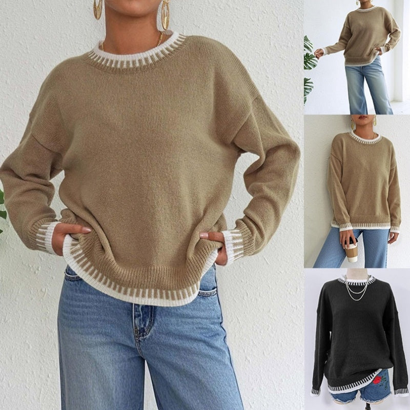 Women’s Casual Ribbed Sweater – Relaxed Fit Pullover
