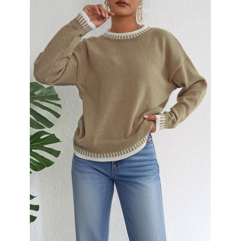 Women’s Casual Ribbed Sweater – Relaxed Fit Pullover