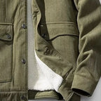 Men's Corduroy Sherpa Jacket, featuring a thick, warm fleece lining and chest flap pockets.