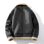 Men's Retro Fleece-Lined PU Leather Winter Jacket from Baltere, featuring a warm sherpa lining.