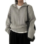 Model wearing Baltere's Women's High-Collar Zipper Pullover Top, showcasing its modern high-collar design and quarter-zip feature.