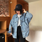 Baltere Women's Retro Denim Jacket, featuring a loose fit, and four classic flap pockets.