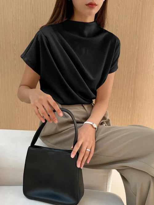 Draped Short Sleeve Top