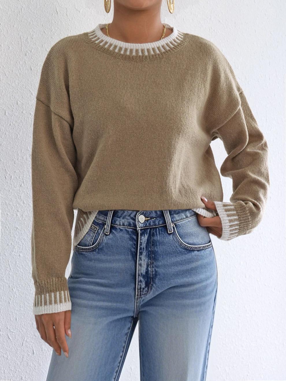 Women’s Casual Ribbed Sweater – Relaxed Fit Pullover
